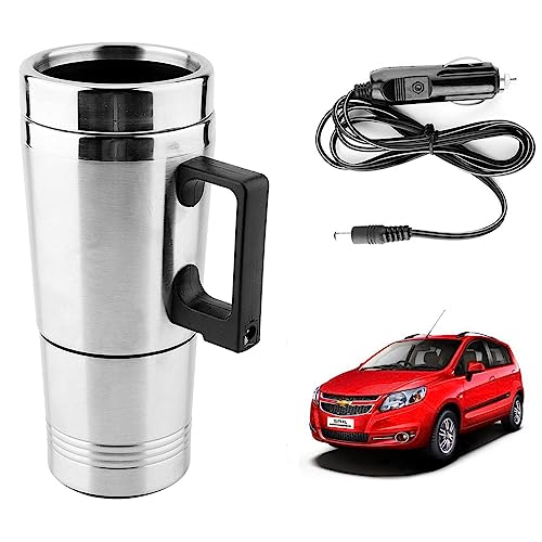 Image of Oshotto 12V Stainless Steel Car Heating Kettle /Mug, Travel Friendly electric Tea /Coffee maker Compatible with Chevrolet Uva Old /UVA SAIL (300ml)