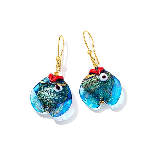 Ross-Simons Italian Blue and Green Murano Glass Fish Drop Earrings With 18kt Gold Over Sterling4