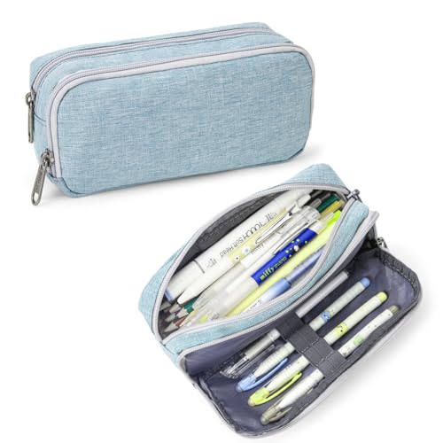 Image of Della Gao Pencil Case Large Capacity Pencil Pouch for Adults (Light Blue)