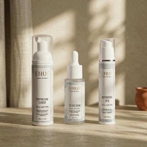 Protect and Glow Am Routine | Complete Morning Skincare Set with Niacinamide Hyaluronic Acid and Spf 50 | Brightening Cleanser Serum and Moisturizer for All Skin Types-image-34
