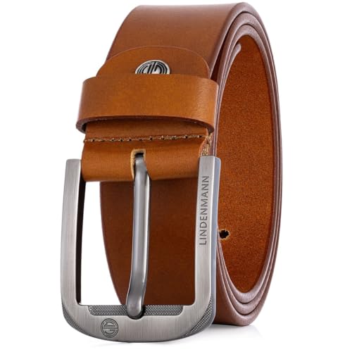 Lindenmann Ceinture en cuir pleine fleur pour homme, ceinture en jean cognac, Farbe/Color:marron,...