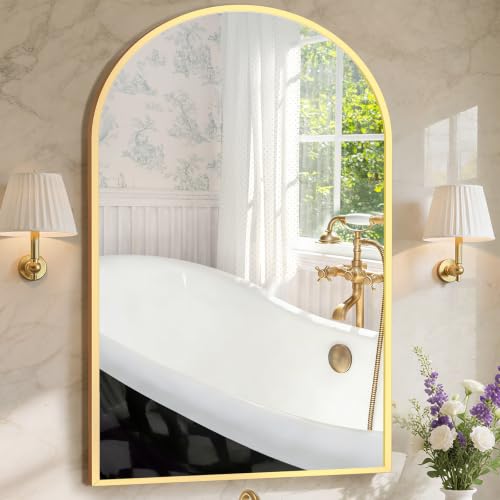 Image of Sweetcrispy 26 inchx38 inch Arched Bathroom Mirror, Bathroom Mirrors for Over Sink