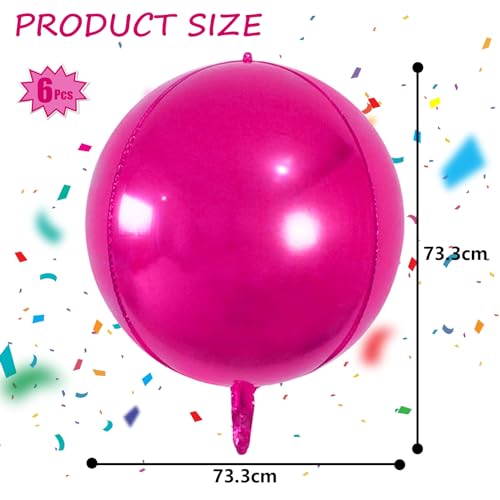 Image of Large Hot Pink Metallic Balloons - 22 Inch, 6 Pack 4D Foil Balloons for Party Decorations, Birthday Celebrations | Pink Party Supplies