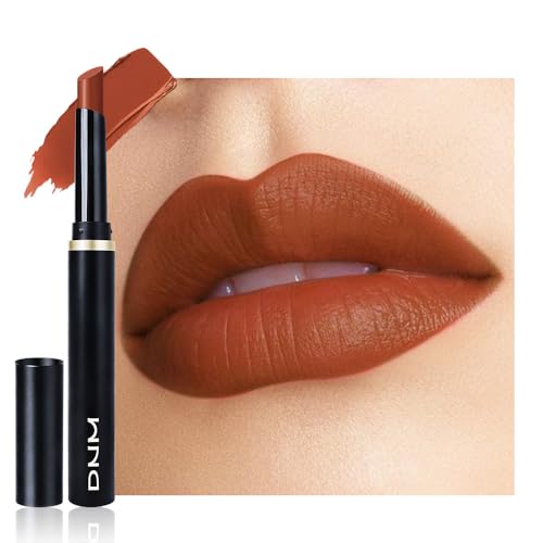 Image of evpct Coral Brown Velvet Matte Lipstick, High Pigmented Slim Lipstick Long Lasting Waterproof for Women Gift, Velvet Silky Lip Stick Stain Color Makeup Blendable 24 Hours Original Makeup Labiales,882#