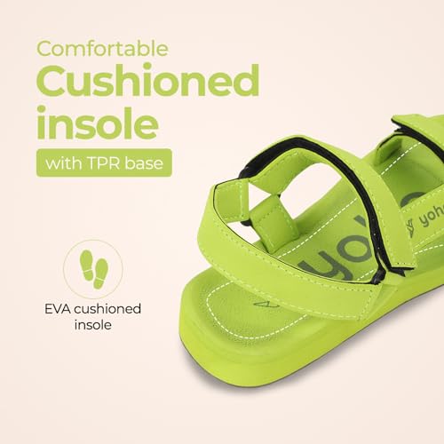 Image of YOHO EVA Sandals for Women | EVA sole | Comfortable cushioned sole with TPR base | Lightweight | Soft skin friendly straps | Adjustable straps | Velcro closure | Vibrant colour options