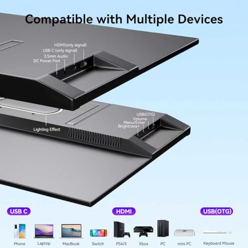 Image of Kenowa 21.5 inch Large Portable Monitor FHD 1080P IPS 75Hz Frameless USB C HDMI Portable Gaming Monitor, Built in Speakers Stand Travel Second Monitor for Laptop Phone PC Xbox