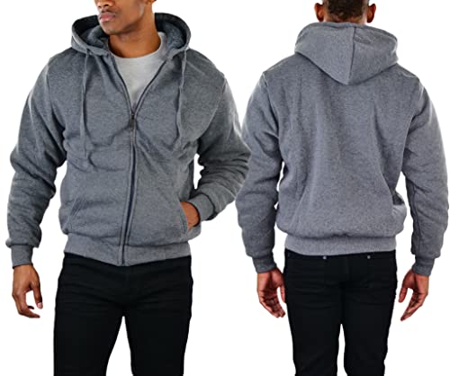 Image of ToBeInStyle Men's Polar Fleece Long Sleeve Zip Up Kangaroo Pocket Cold Weather Hoodie Jacket