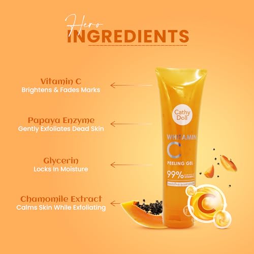 Image of Cathy Doll Whitamin C Peeling Gel 320g | Korean Vitamin C Face Scrub | Dead Skin Remover | Brightening Exfoliator for Glowing Glass Skin | Sensitive Skin Safe | K-Beauty