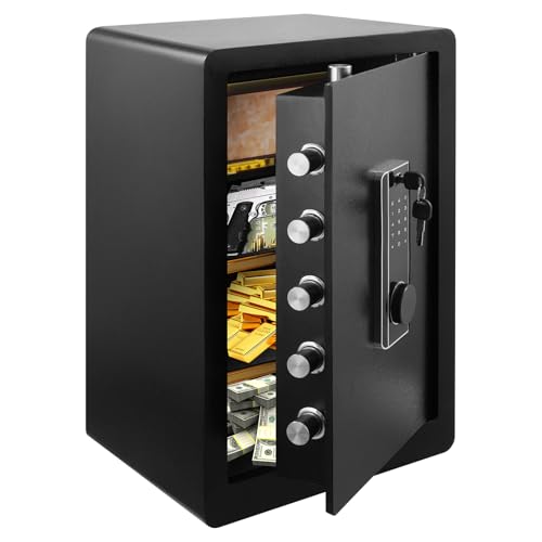 Dibaful Coffre-fort 73L ignifuge étanche avec serrure à combinaison et clé numérique | Coffre-fort anti-feu anti-vol coffre-fort mural pour la maison,...