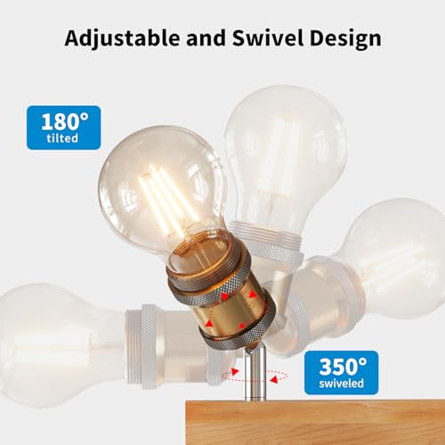 LVWIT Retro Ceiling Light Fitting,3 Way Wood Kitchen Ceiling Lights,Bedroom Lights Ceilings E27,Adjustable Golden Ceiling Light,Spotlight Bar Lighting,Living Room Lighting (NO Bulbs) - Image 3