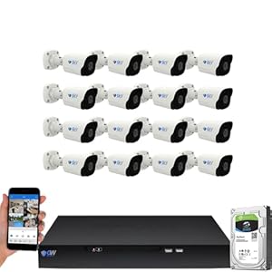 GW Security 16 Channel NVR UltraHD 4K Face Recognition NDAA & TAA Compliant Security Camera System with 16 x 8MP @25FPS Outdoor & Indoor PoE Bullet Cameras, 10 Smart AI Functions