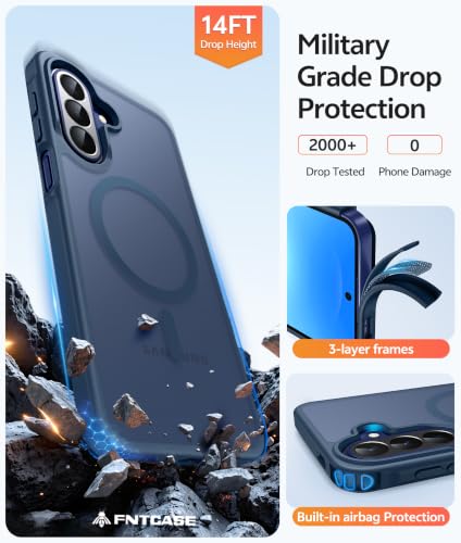 Image of FNTCASE for Galaxy A27 5G Phone Case: for Samsung A27 Cases [Fit for Magsafe] [Screen Protector] Military Grade Drop Protection, Translucent Matte Back, Slim Shockproof Protective Cover - Blue