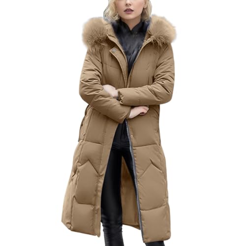 Manteau d'hiver chaud femme trench long kaki veste capuche L
