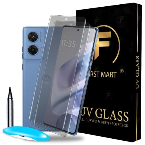 Image of FIRST MART Matte UV Tempered Glass for Motorola G96, 2 Pack | Anti-Glare Curved Screen Protector, 9H Scratch Resistant, Fingerprint Compatible, Case-Friendly