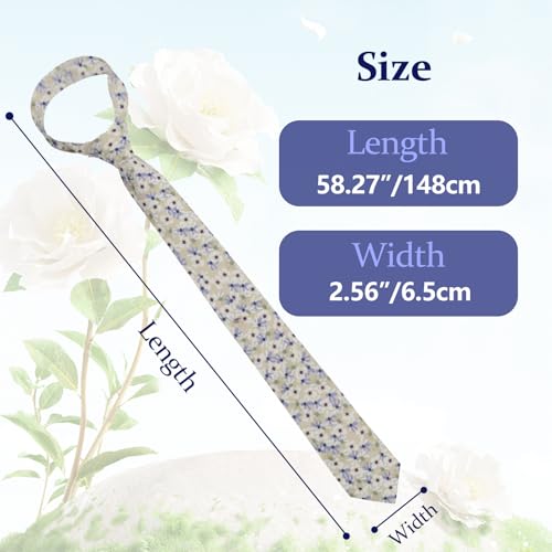 Image of Floral Ties Skinny Tie for Men, Cotton Mens Neckties for Weddings | 2.56'', floral, slim, soft and comfortable, men's neckties for casual, business, party, daily, dating