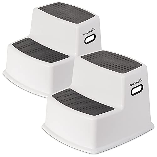 Step Stool for Kids (2 pack), Toddler Step Stool, Kids Step Stools for Toddlers Bathroom, Slip Resistant Toddler Stepping Stool, Toddler step stool for Sink, Potty Training Step Stool - TotDino