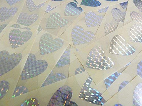Minilabel 60 Labels , 28X28mm Hearts , Shiny Prismatic , Colour Code Stickers
