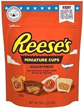 Reese's Miniature Cups Assortment, Milk Chocolate and White Creme Peanut Butter Cups, 200g (Product Of USA)