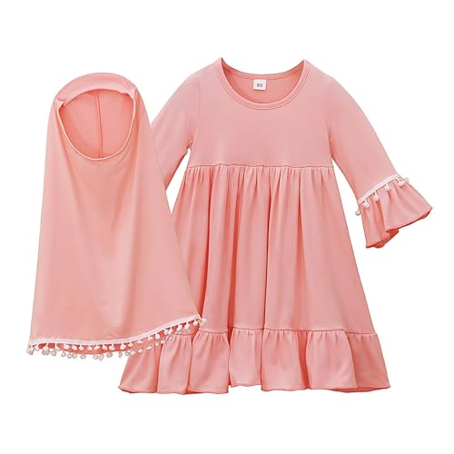 Girls Prayer Cloth Baby Muslim Abayas Dress Hijab 2pc Prayer Clothes for Toddler Girl Ramadan Dresses2