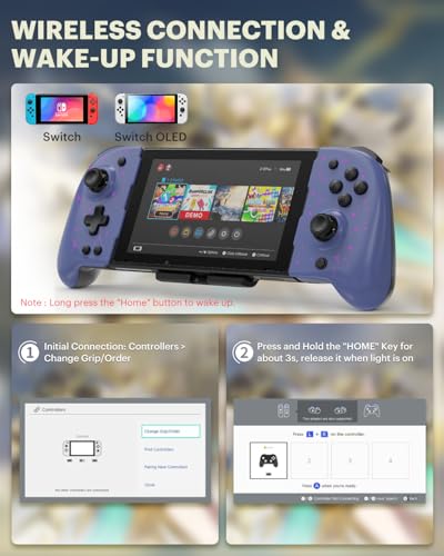 Image of Wodbymat Controller for Nintendo Switch /OLED, Hall Effect One-Piece Joypad - Turbo, Dual Vibration & Customizable 7 LED Colors Lights & Pro Controller Replacement in Handheld Mode