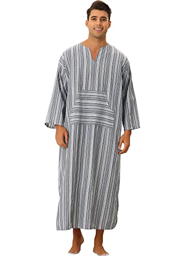 Lars Amadeus Striped Nightshirts for Men's Loose Fit Lightweight Pajamas Long Sleep Gown