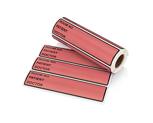 Image of Carstens Patient I.D. Adhesive Medical Chart Labels for 1.5 inch - 4 inch Ring Binder Spines - Pre-Printed Sticker Labels (Room No. / Patient /Doctor), 5 3 /8 inch x 1 3 /8 inch, Rose, Roll of 200