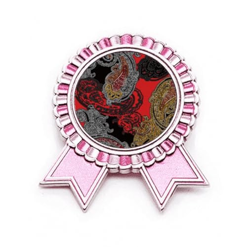 Broche rose motif fleurs nuages rouges et jaunes M Métal pour veste et manteau