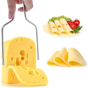 Cheese Slicer, Stainless Steel Butter Cheese Slicer with 2 Wire for Replacement, Handheld Butter Cutter, Baking Kitchen Cooking Slicing Tools for Block Cheese, Butter, Foie Gras