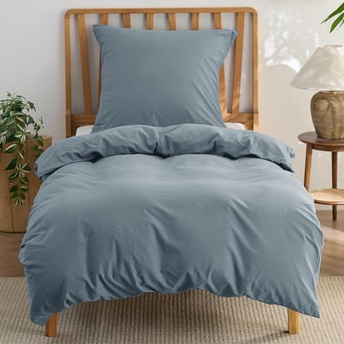 BEDSURE Bettwäsche 135x200 Baumwolle 2teilig - Bettwäsche-Sets Graublau...