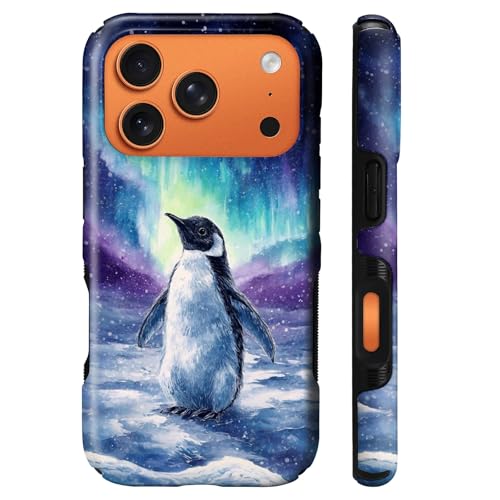 Coque iPhone 17 Pro Max silicone MagSafe design pingouin aurore boréale