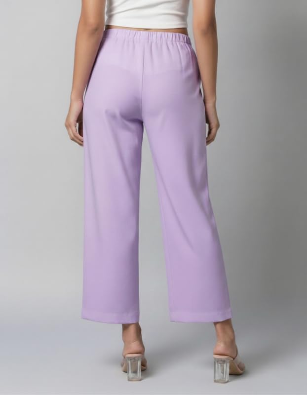 Image of Moirai Pure Cotton Wide Leg Women Trouser Stylish Mid Rise Relaxed Straight Fit Loose Pants Casual Travel Office Formal Wear
