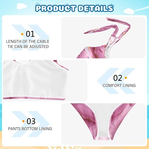 Boccsty Colorful Sprinkles Doughnt Girls Tankini Swimsuit Kids Bikini Sets 2 Pcs Bathing Suit 3T4