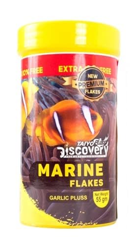 Taiyo Pluss Discovery Marine Flakes Fish Food - 52.5 g (50 g + Extra 5% Free) (Pack of 1) | Premium Slow Sinking Diet for Fishes with Krill & Squid for Active Growth & Coloration