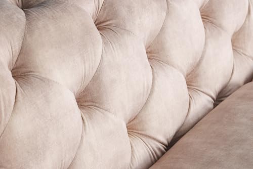 Riess Ambiente Samt Sofa MODERN BAROCK - 235cm - Champagner - 3-Sitzer Chesterfield Design 3er Couch Samtsofa Samtcouch Polstersofa – Bild 6