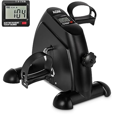 Mini Exercise Bike, AGM Under Desk Bike Pedal Exerciser Foot Cycle Arm & Leg Peddler Exerciser Machine with LCD Screen Displays (Black) Cover