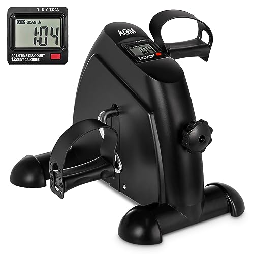 Mini Exercise Bike, AGM Under Desk Bike Pedal Exerciser Foot Cycle Arm & Leg Pedal Exerciser with LCD Screen Displays