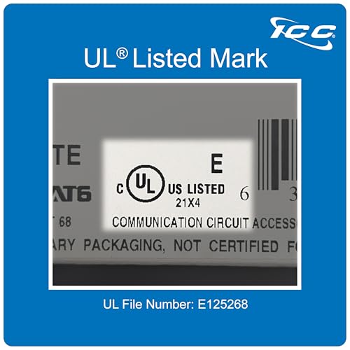 Image of ICC CAT6 Ethernet Data Module, 8 Ports, UL Listed & PoE++ Rated, High-Performance Network Interface, Quick Push-Pin Mount, Fits 9 inch, 14 inch, and 28 inch Structured Wiring Enclosures, Deluxe Series