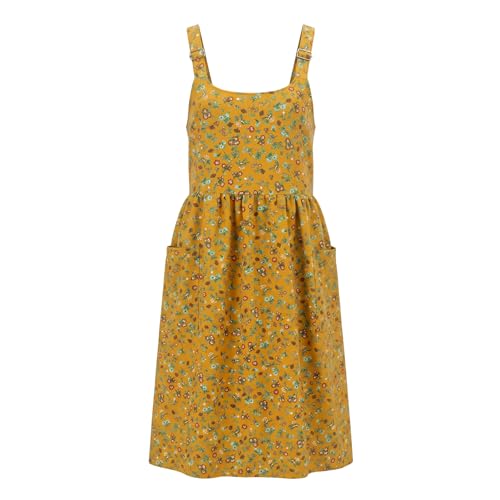 Cityelf Apron For Women Cotton Linen With Large Pockets Floral No Waist Tie Kitchen Cooking Baking Gardening Aprons Dress Adjustable