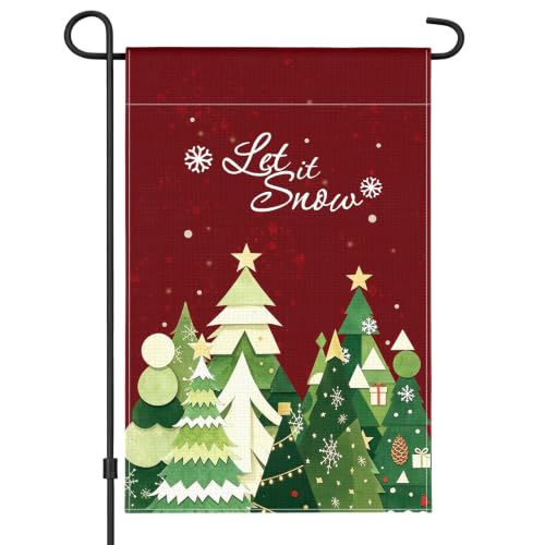 AhfuLife drapeau jardin sapins Noël 12x18 po