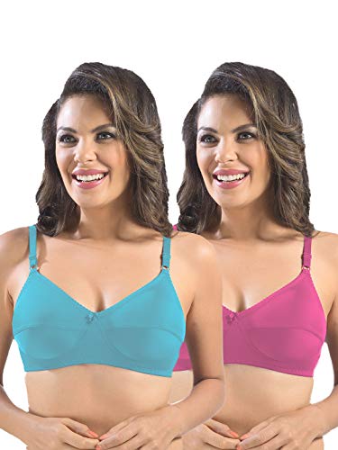 Image of SONARI Womens Cotton Everyday Bra | Non Padded, Wire Free, Comfortable Bra with Seamed Cups | Medium Coverage, Hook and Eye Closure for Everyday Wear | Adjustable Strap for a Customized Fit - Loreal