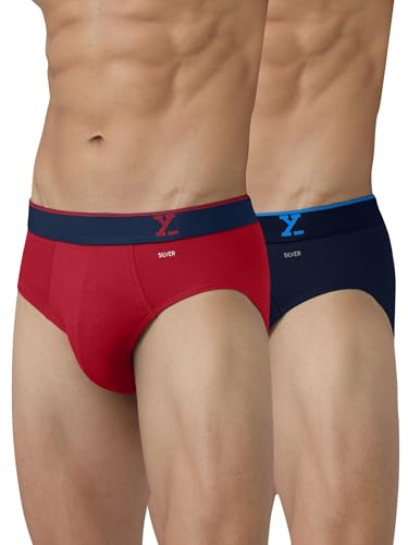 Image of XYXX Men's Traq Super Combed Cotton Regular Fit Solid Antibacterial Briefs with No Marks Waistband (Pack of 2)