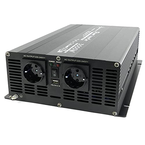 SOLARTRONICS NM3000 Spannungswandler 24V 230V modifizierter Sinus 3000W - 6000W Spitzenleistung - Wechselrichter 24V auf 230V Stromwandler mit Schuko-& USB Anschluss Solar Inverter Umwandler