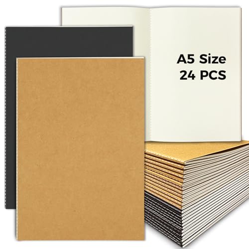 12 Pack Soft Cover Spiral Notebooks – 8.3”x5.5”, Lined, 120 Pages Each, Kraft Brown, For Journaling, School, Travel