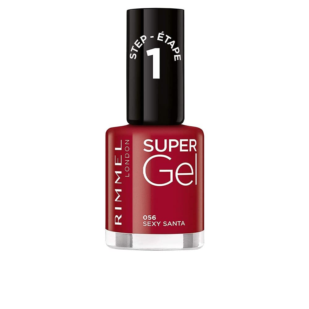 Rimmel Super Gel, 56 Sexy Santa, Long-Lasting Nail Polish, Glazed Finish, Easy Application, Gel-like Manicure, Chip Resistant, Clean Formula, 12ml