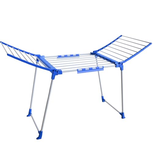 Hazeatte Wäscheständer Blau mit stabilem Stand, standtrockner,Wäscheständer für Lange Wäsche,...