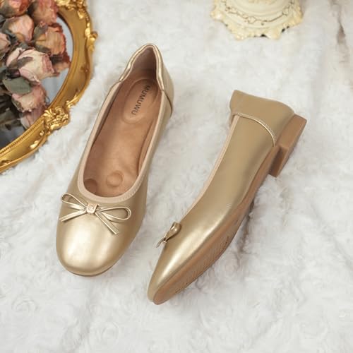 Image of Women's Comfortable Round Toe Bow Ballet Flats Shoes