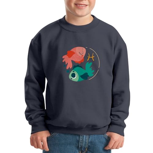 Sweatshirt enfant poissons zodiaque pull astrologie dessin coton - 2