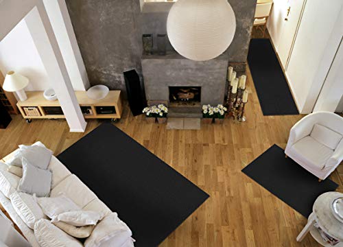 Garland Rug Town Square 3 Piece Area Rug Set (5'X7', 3'X4', 24"X60") Black #TOP4