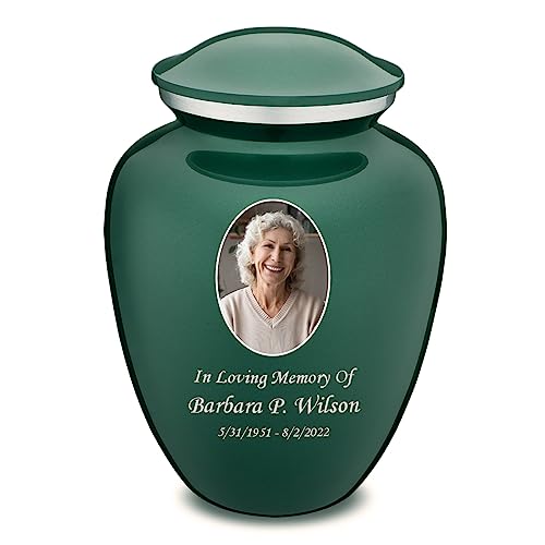 Image of Geturns - Adult Cremation Urns for Human Ashes I Large Green Photo Funeral Urn for Female and Male I 200 lbs