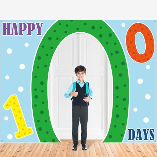 Happy 100 Days Backdrop Photo Prop 100th Day of School Door Banner Decorations Happy 100 Days School Photography Background for Kids Kindergarten Preschool Classroom 100th Day Party Supplies Favors